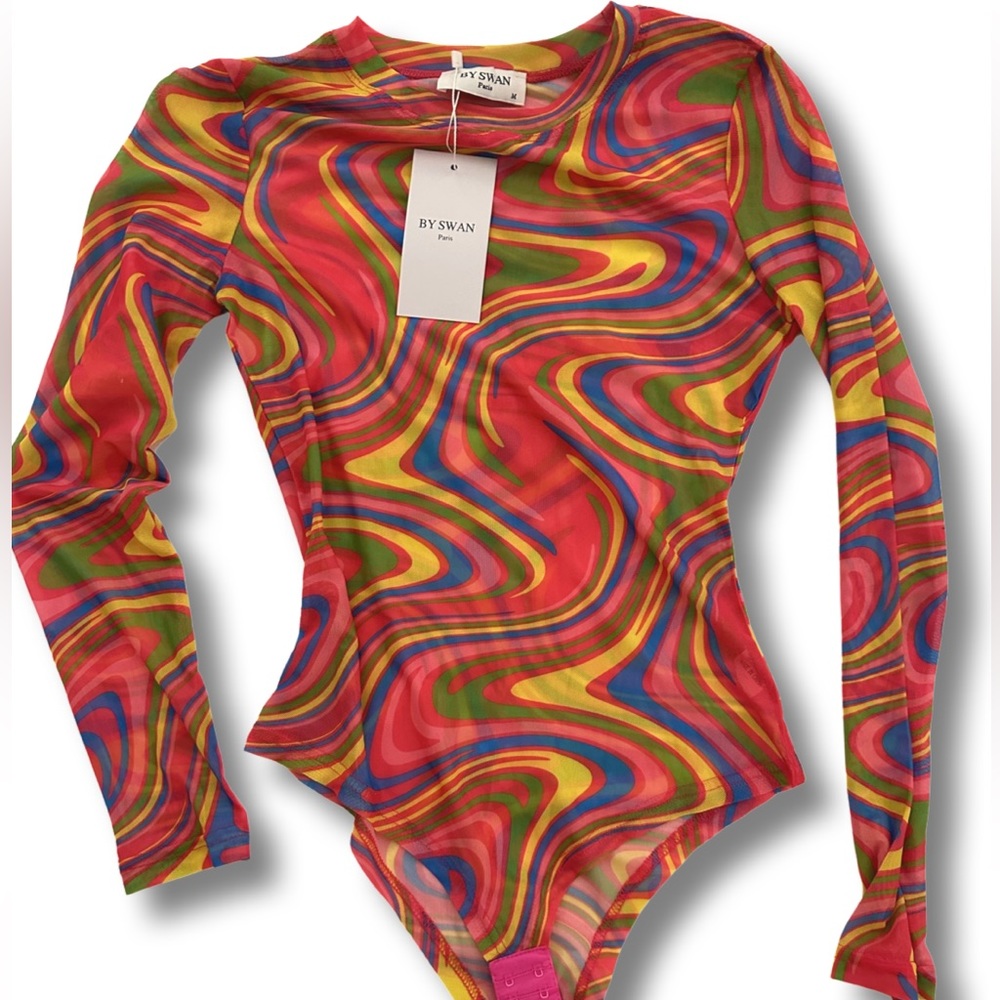 Mesh colorful bodysuits size M.